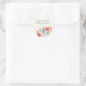  Waterverf Blauw Rood Bloemen Vrijgezellenfeest Ronde Sticker (Tas)