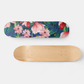 Waterverf blauw rood koraal tropisch floraal persoonlijk skateboard (Horizontaal)