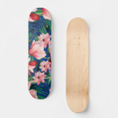 Waterverf blauw rood koraal tropisch floraal persoonlijk skateboard (Voorkant)