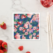 Waterverf blauw rood koraal tropisch floraal servet (Insitu)