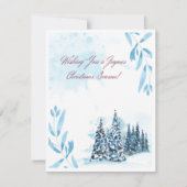 Waterverf blauw rood wit kerst feestdagenkaart (Voorkant)