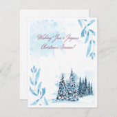 Waterverf blauw rood wit kerst feestdagenkaart (Voorkant / Achterkant)