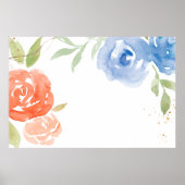 Waterverf blauw roos lijst achtergrond illustratie poster (Voorkant)