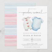 Waterverf Blauw Roze Babykleding Geslacht Onthulli Kaart (Voorkant / Achterkant)