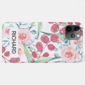 Waterverf Blauw Roze Bloem Case-Mate iPhone Case (Achterkant (horizontaal))