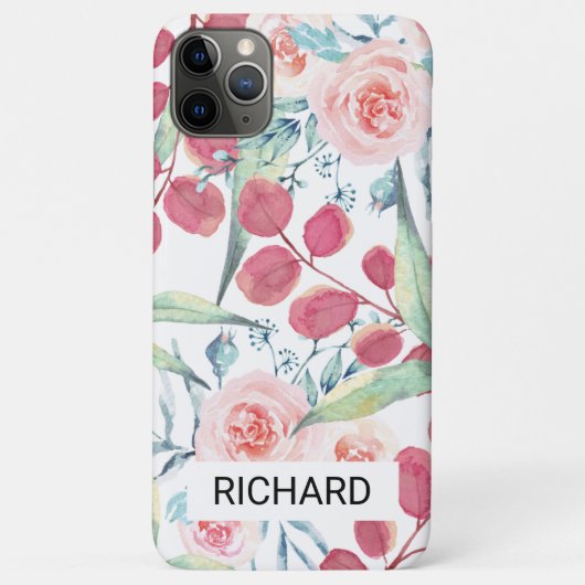 Waterverf Blauw Roze Bloem Case-Mate iPhone Case (Achterkant)