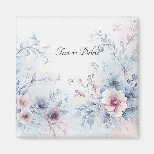 Waterverf Blauw Roze Bloem Magneet