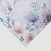 Waterverf Blauw Roze Bloem Papier (Detail)
