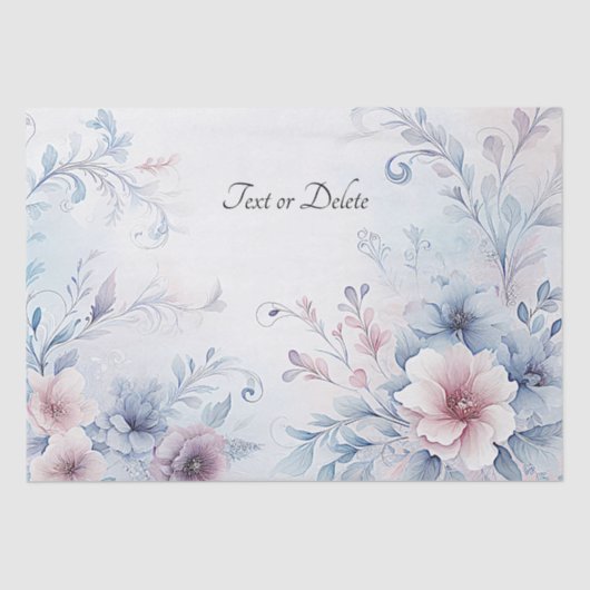 Waterverf Blauw Roze Bloem Papier (Voorkant)