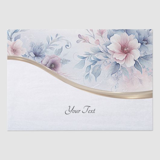 Waterverf Blauw Roze Bloem Papier (Voorkant)