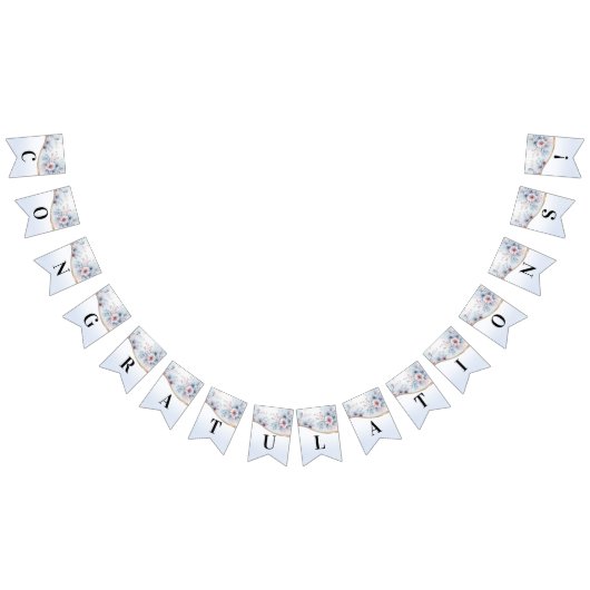 Waterverf Blauw Roze Bloemen Bunting Flag Vlaggetjes (Alle)