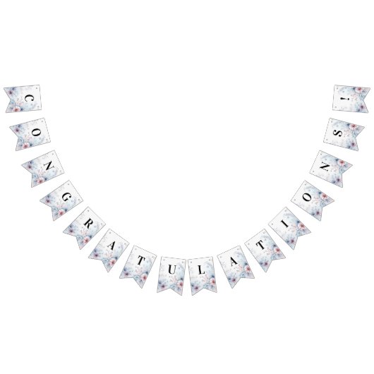 Waterverf Blauw Roze Bloemen Bunting Flag Vlaggetjes (Alle)