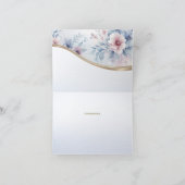 Waterverf Blauw Roze Bloemen Dank u kaart (Binnen)