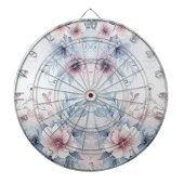 Waterverf Blauw Roze Bloemen Dartboard Dartbord (Voorkant)