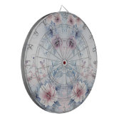 Waterverf Blauw Roze Bloemen Dartboard Dartbord (Voorkant Links)
