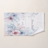 Waterverf Blauw Roze Bloemen Handdoek Set (Handdoek)