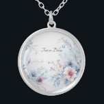 Waterverf Blauw Roze Bloemen Ketting<br><div class="desc">Mooie Waterverf Blauw Roze Bloemen Ketting</div>