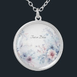 Waterverf Blauw Roze Bloemen Ketting<br><div class="desc">Mooie Waterverf Blauw Roze Bloemen Ketting</div>