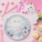 Waterverf Blauw Roze Bloemen Papier Bord (Feest)