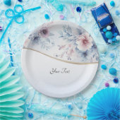 Waterverf Blauw Roze Bloemen Papier Bord (Feest)