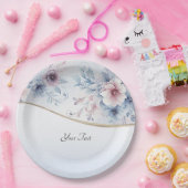 Waterverf Blauw Roze Bloemen Papier Bord (Feest)