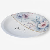 Waterverf Blauw Roze Bloemen Papier Bord (Gekanteld)