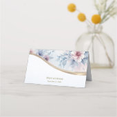 Waterverf Blauw Roze Bloemen Place Card Plaatskaartje (Achterkant)