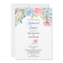 Waterverf Blauw Roze Bloemen repetitie diner