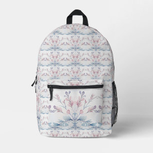 Waterverf Blauw Roze Bloemen Rugzak Cut Sew Bag