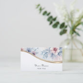 Waterverf Blauw Roze Bloemen Visitekaartje (Staand voorkant)