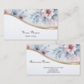Waterverf Blauw Roze Bloemen Visitekaartje (Voorkant / Achterkant)
