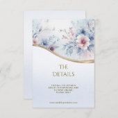 Waterverf Blauw Roze Bloemendetail Informatiekaartje (Voorkant / Achterkant)