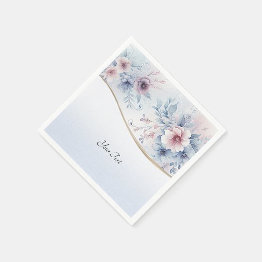 Waterverf Blauw Roze Bloemenservetten Servet (Hoek)