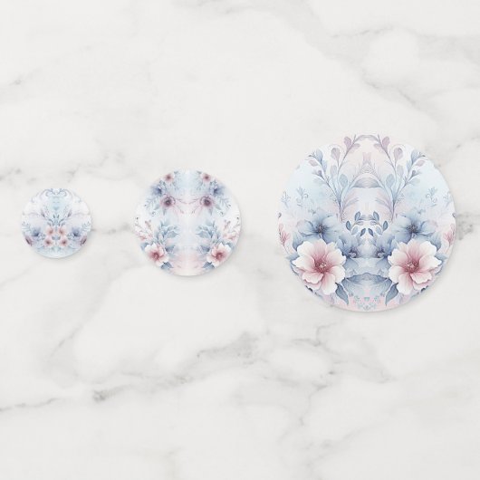 Waterverf Blauw Roze Bloementafel Confetti (Achterkanten)