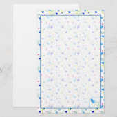 Waterverf Blauw Roze Gele Harten Briefpapier (Voorkant / Achterkant)