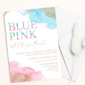 Waterverf Blauw Roze Glitter Gender onthulling Kaart