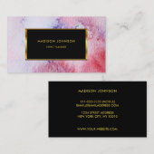 Waterverf blauw roze goudkleurig lijst visitekaartje (Voorkant / Achterkant)