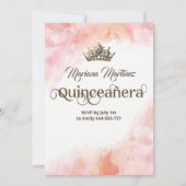 Waterverf blauw roze hand fan tiara Quince Kaart (Achterkant)