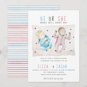 Waterverf Blauw Roze Hij of zij maakt de ziekte b Kaart (Voorkant / Achterkant)