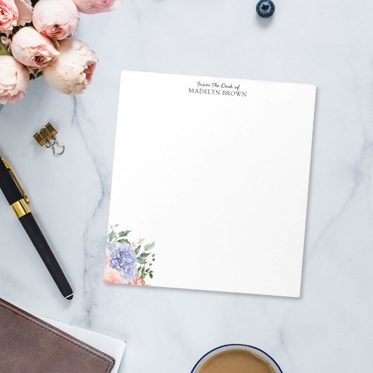 Waterverf Blauw Roze Hydrangea Bloemen Notitieblok