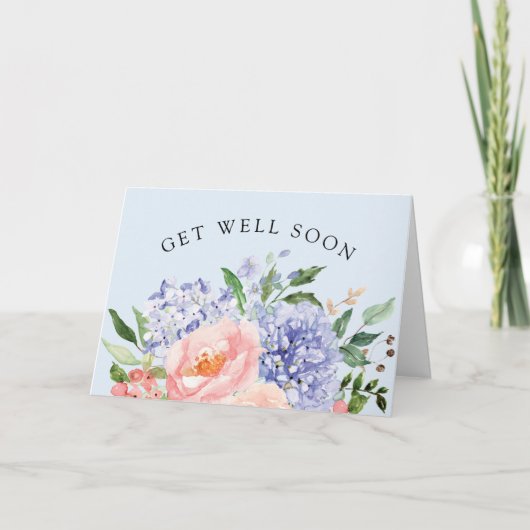 Waterverf Blauw Roze Hydrangea Bloemen worden goed Kaart (Voorkant)