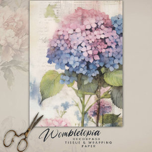  Waterverf Blauw Roze Hydrangea Decoupage Tissuepapier