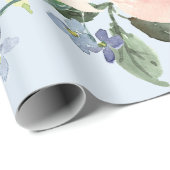 Waterverf Blauw Roze Hydrangea Peony Spring Floral Cadeaupapier (Rol Hoek)