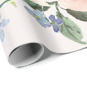 Waterverf Blauw Roze Hydrangea Peony Spring Floral Cadeaupapier (Rol Hoek)