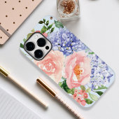 Waterverf Blauw Roze Hydrangea Peony Spring Floral Case-Mate iPhone Case