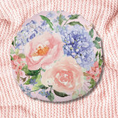Waterverf Blauw Roze Hydrangea Peony Spring Floral Rond Kussen