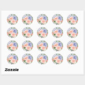 Waterverf Blauw Roze Hydrangea Peony Spring Floral Ronde Sticker (Vel)
