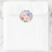 Waterverf Blauw Roze Hydrangea Peony Spring Floral Ronde Sticker (Tas)