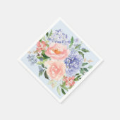 Waterverf Blauw Roze Hydrangea Peony Spring Floral Servet (Hoek)