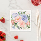 Waterverf Blauw Roze Hydrangea Peony Spring Floral Servet (Insitu)
